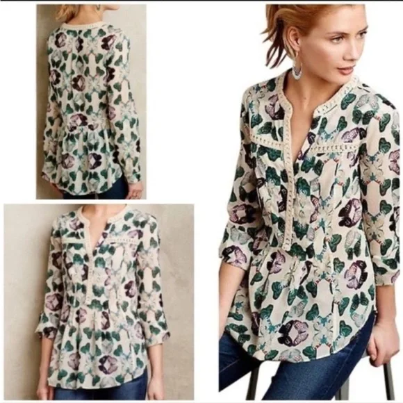 Anthropologie Maeve Buttoned Blouse - Picture 2 of 8